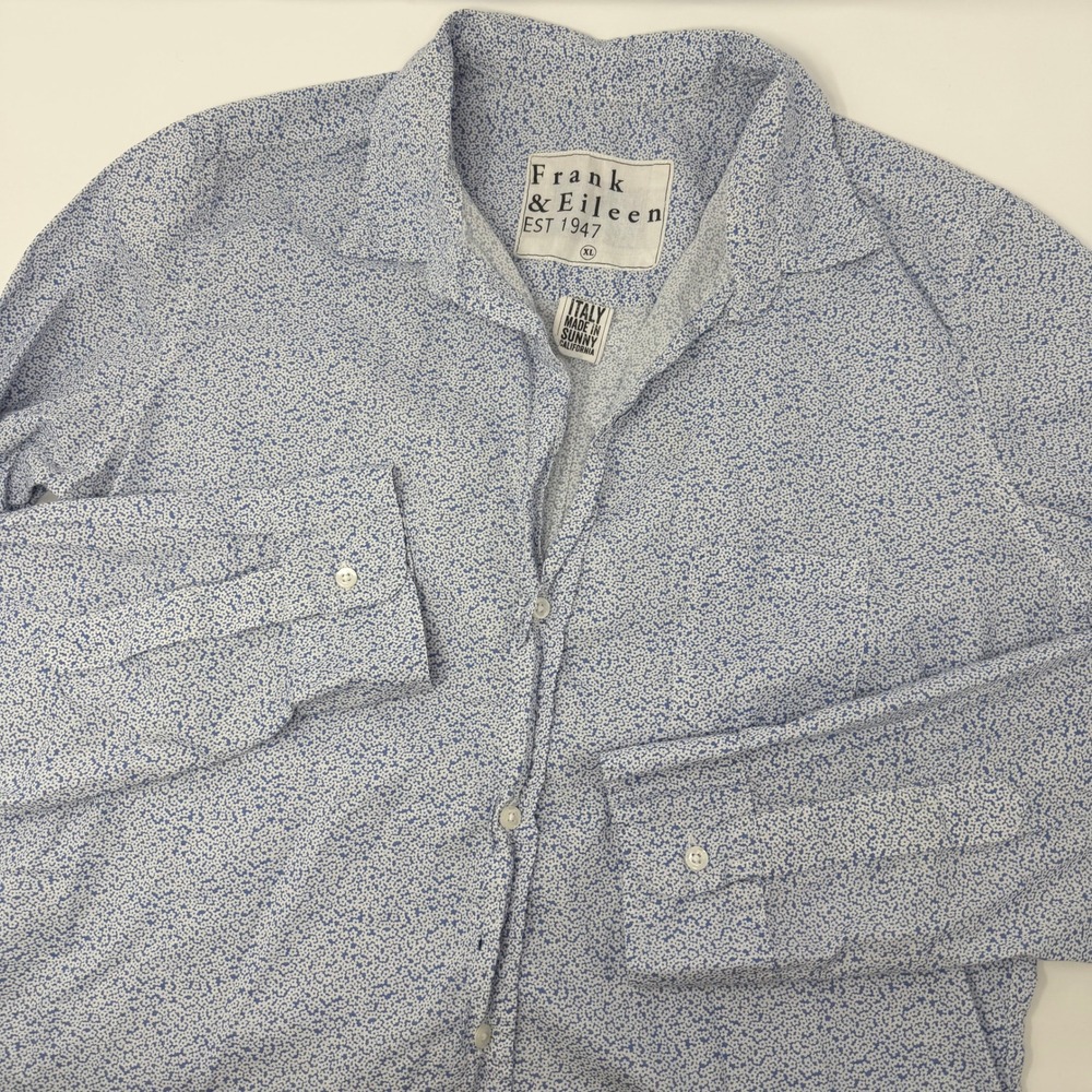 Frank & Eileen Barry Ditsy Floral Button Up Shirt Blue White XL Cotton